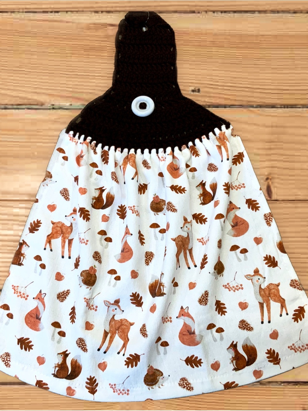 Set of 2 Fall Deer Crochet Top Towels